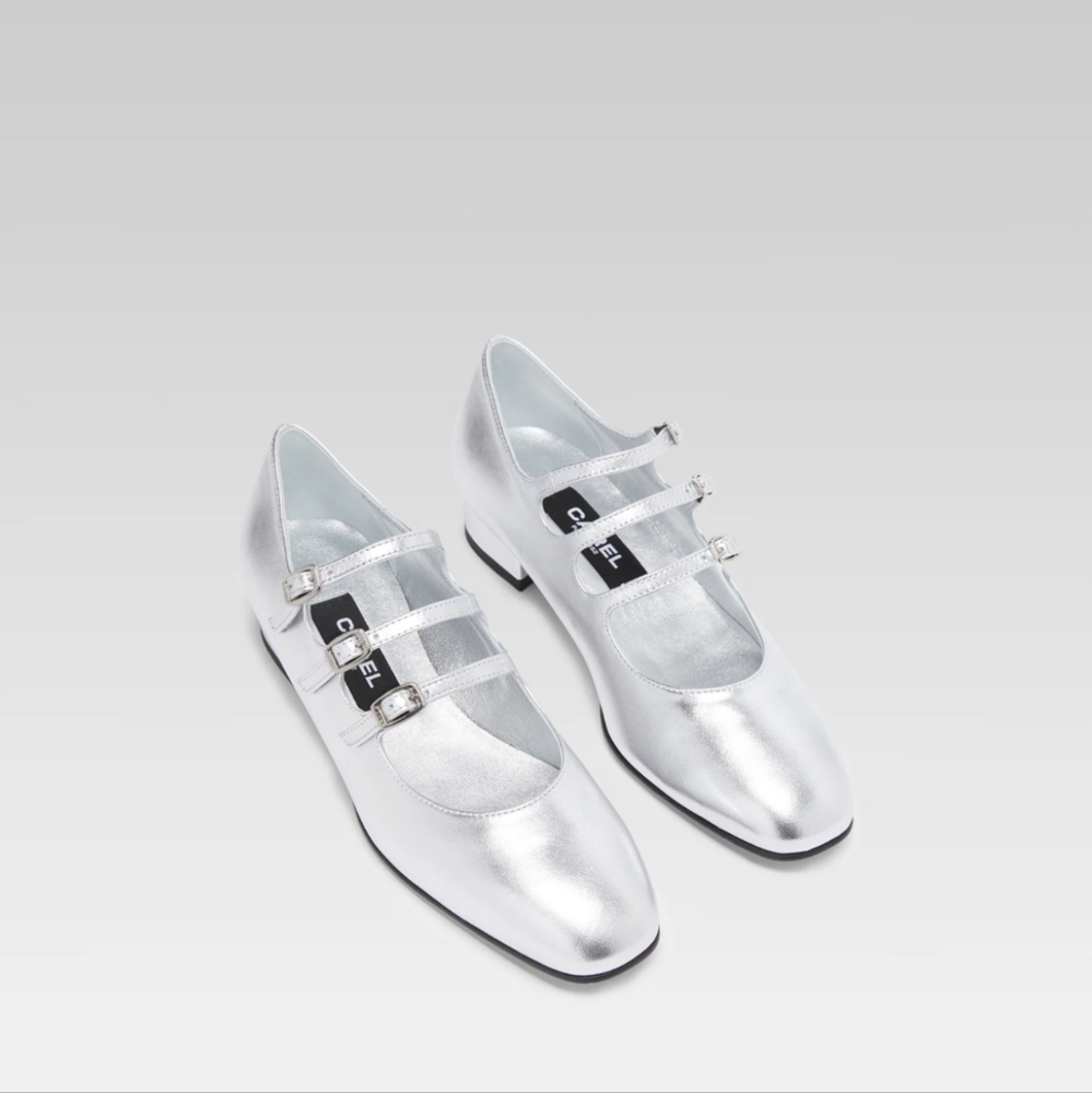 Carel Paris Kina Metallic Mary Jane Ballerina Pumps size 37
